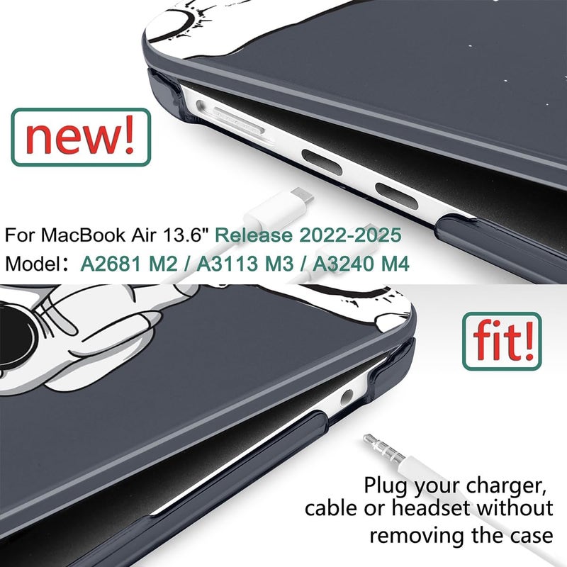 DONGKE for M4 MacBook Air 13.6 Inch Case 2025 2024 2023 2022 Model A3240 A3113 A2681 M3 M2 Chip, Plastic Hard Shell Case Cover with Touch ID for MacBook Air 13 Inch M4 - Astronaut - Image 2